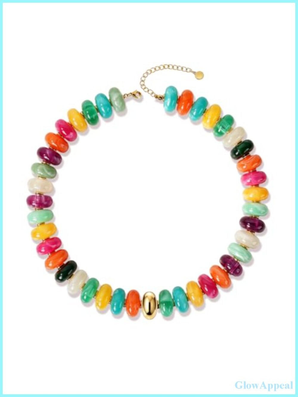 Chunky Beaded Statement Necklace Resin Boho Handmade Summer Vacation Jewelry